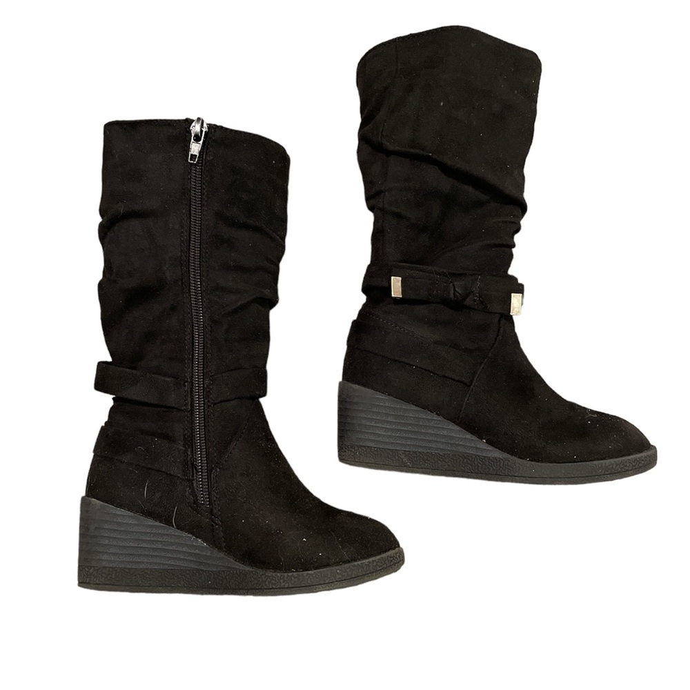 Rampage Girls Black Wedge Boot Size T11 EUC